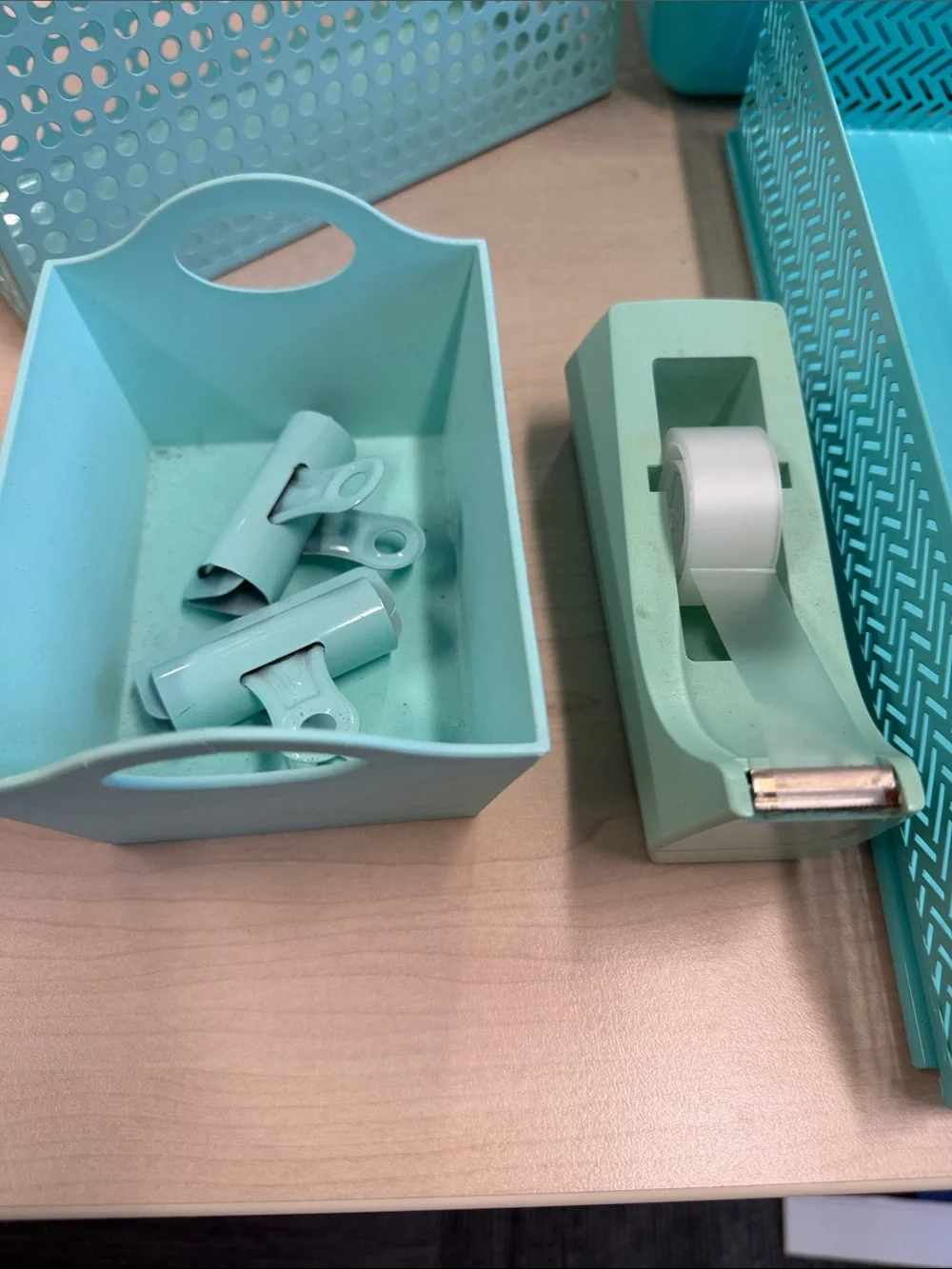 Blue (Mint/teal) Home Office Storage Bin Set - Brand